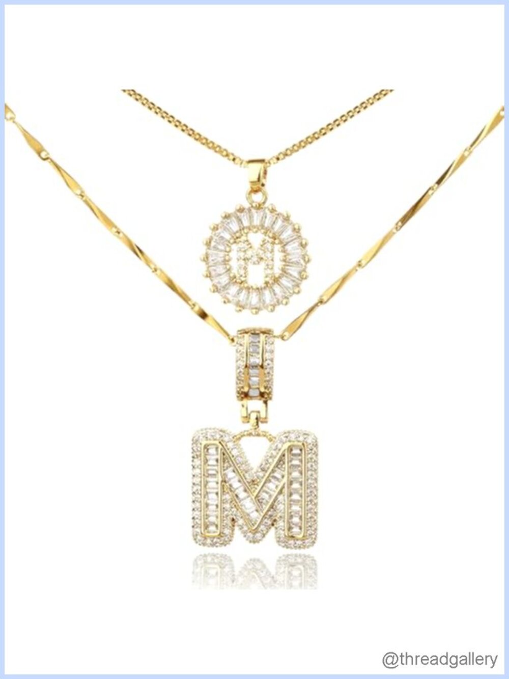 14K Gold Plated Initial Necklace Cubic Zirconia Letter Pendant Gift